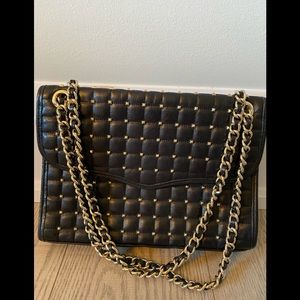 Rebecca Minkoff black leather and gold purse